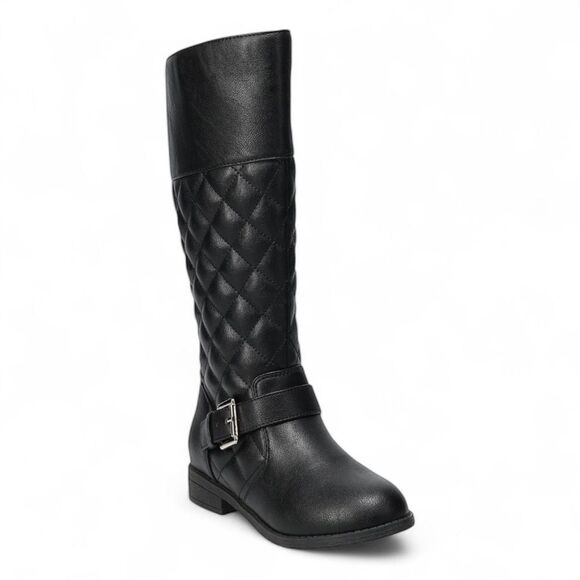 SO Auroraa Girls Black Quilted Riding Boots Memory Foam 2M EUC - Picture 1 of 10